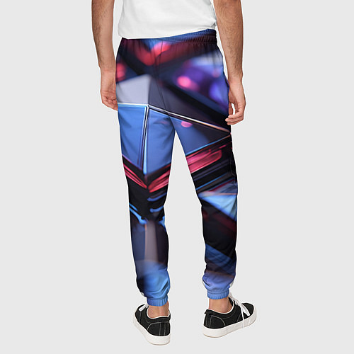 Мужские брюки Абстрактные фиолетовые плиты со свечением / 3D-принт – фото 4