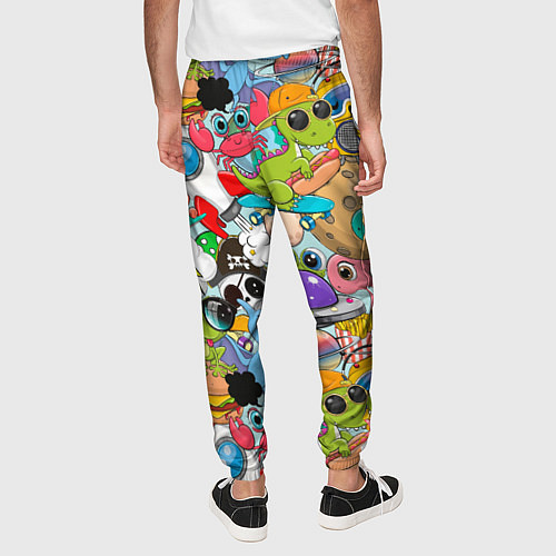 Мужские брюки Разноцветные мультяшные персонажи / 3D-принт – фото 4