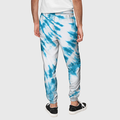 Мужские брюки Тай-дай бело-синий / 3D-принт – фото 4