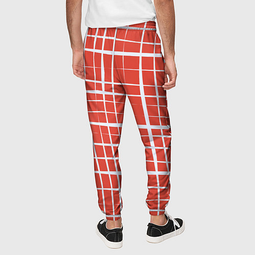 Мужские брюки Светлая клетка на красном / 3D-принт – фото 4