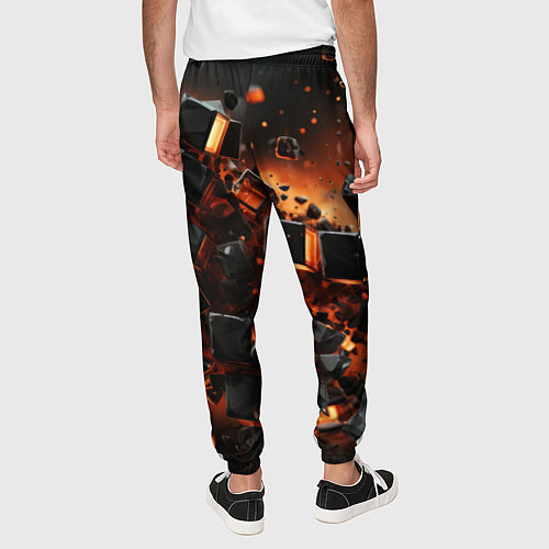 Мужские брюки Черные кубики во взрыве абстракции / 3D-принт – фото 4