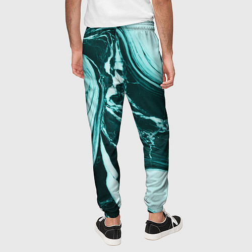 Мужские брюки Бирюзовый мрамор / 3D-принт – фото 4