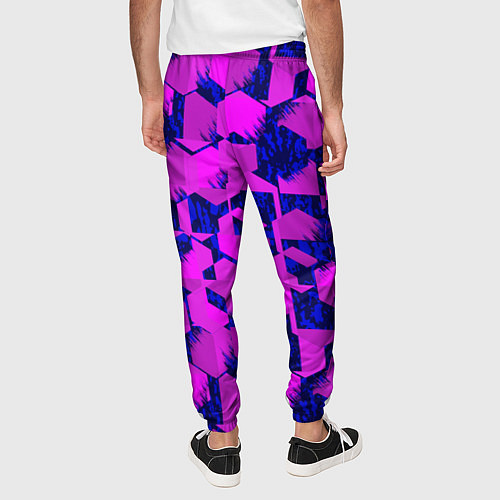Мужские брюки Абстракция темно фиолетовый геометрический фон / 3D-принт – фото 4