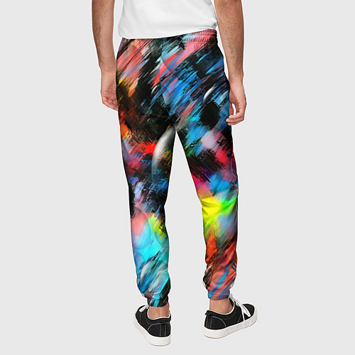 Мужские брюки Цветные краски абстракция / 3D-принт – фото 4