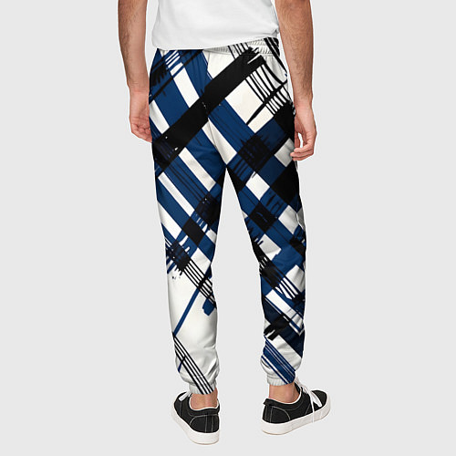 Мужские брюки Косая клетка бело-синяя / 3D-принт – фото 4