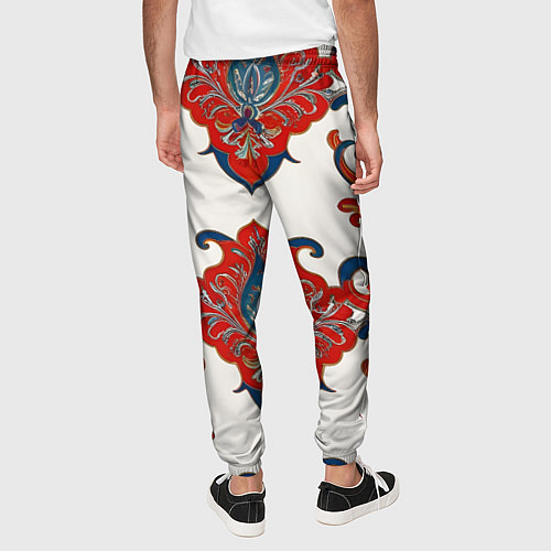 Мужские брюки Узор красно-синий на белом фоне / 3D-принт – фото 4