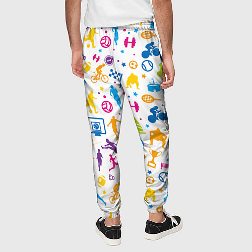 Мужские брюки Все виды спорта на белом фоне / 3D-принт – фото 4