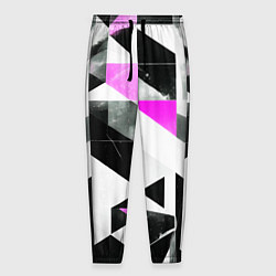 Брюки на резинке мужские Black and pink abstraction on a white background, цвет: 3D-принт