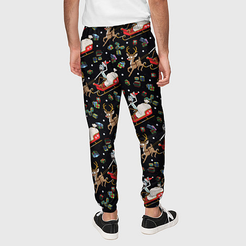 Мужские брюки Рик и Морти сани с оленем - Christmas / 3D-принт – фото 4