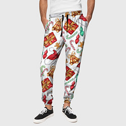 Брюки на резинке мужские Новогодний паттерн 2025, цвет: 3D-принт — фото 2