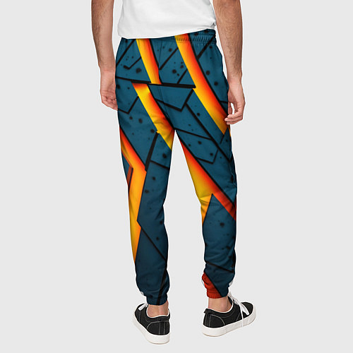 Мужские брюки Металлическая броня и оранжевое свечение / 3D-принт – фото 4