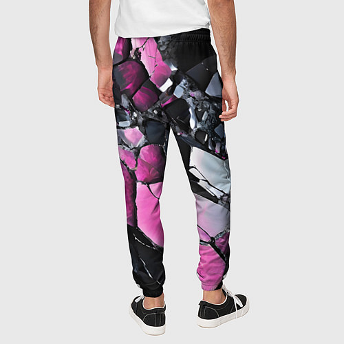 Мужские брюки Чёрно-розовый камень / 3D-принт – фото 4