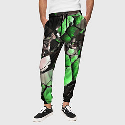 Брюки на резинке мужские Чёрно-зелёный камень, цвет: 3D-принт — фото 2