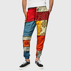 Брюки на резинке мужские Пэчворк из ярких тканей, цвет: 3D-принт — фото 2