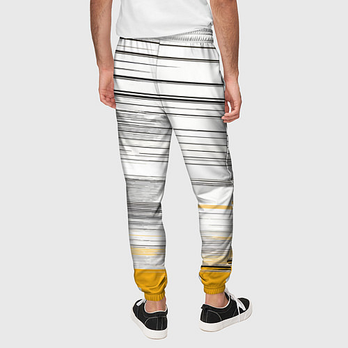 Мужские брюки Чёрные вертикальные полосы на жёлто-белом фоне / 3D-принт – фото 4