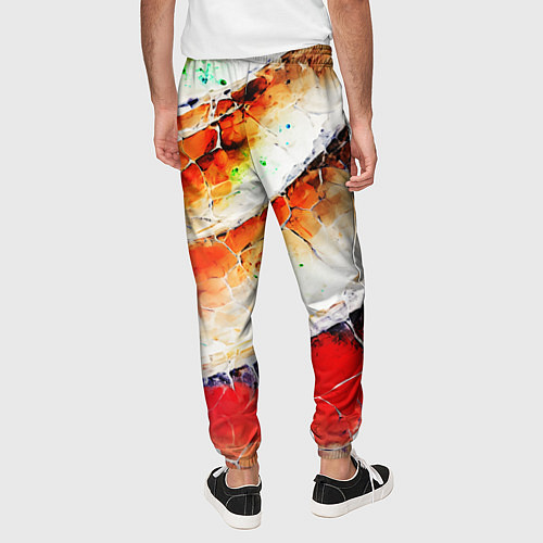 Мужские брюки Красно-белая волнистая абстракция / 3D-принт – фото 4
