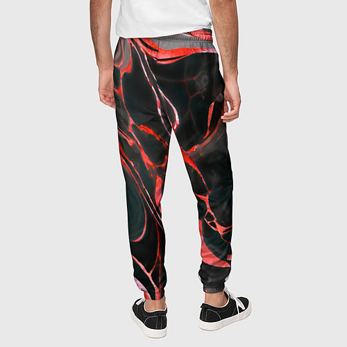 Мужские брюки Красно-чёрный мрамор / 3D-принт – фото 4