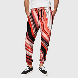 Брюки на резинке мужские Волнистые вертикальные чёрно-красные полосы, цвет: 3D-принт — фото 2