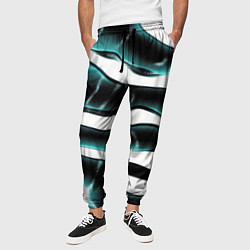 Брюки на резинке мужские Абстрактный черно-зеленый камуфляж, цвет: 3D-принт — фото 2