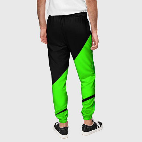 Мужские брюки Чёрный с зелёным двуцветный / 3D-принт – фото 4