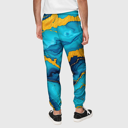 Мужские брюки Синяя абстракция с золотым / 3D-принт – фото 4
