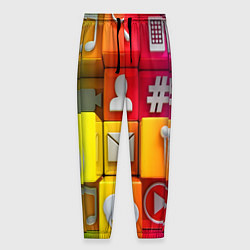 Брюки на резинке мужские Square, цвет: 3D-принт