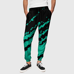 Брюки на резинке мужские The color is black and turquoise, цвет: 3D-принт — фото 2