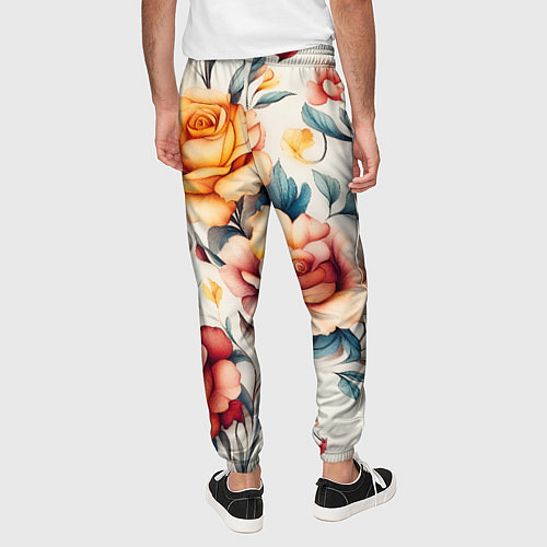Мужские брюки Паттерн с переплетением цветов / 3D-принт – фото 4