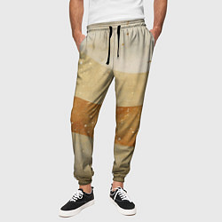Брюки на резинке мужские Бежево-золотые полосы с блестками, цвет: 3D-принт — фото 2