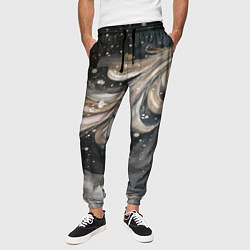 Брюки на резинке мужские Бежевый объемный узор, цвет: 3D-принт — фото 2