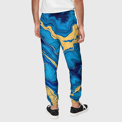 Мужские брюки Синий мрамор с золотом / 3D-принт – фото 4