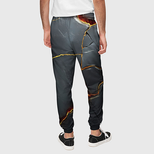 Мужские брюки Серая текстура с золотым изломом / 3D-принт – фото 4