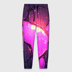 Брюки на резинке мужские Розовая текстура разлом плит, цвет: 3D-принт