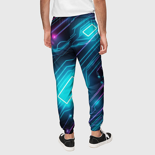 Мужские брюки Неоновый узор киберпанк микросхемы / 3D-принт – фото 4