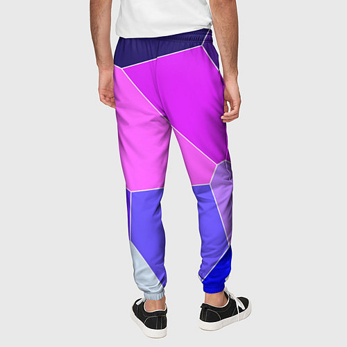 Мужские брюки Сине-розовый крупные фрагменты / 3D-принт – фото 4