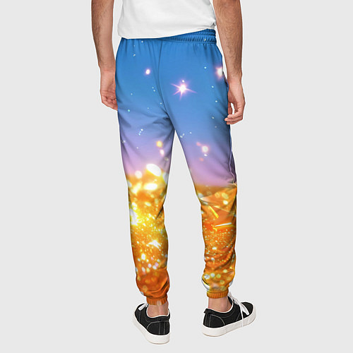 Мужские брюки Золотые шарики на голубом фоне / 3D-принт – фото 4