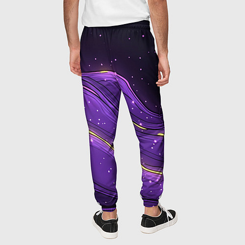 Мужские брюки Фиолетовая текстура с золотыми звездочками / 3D-принт – фото 4