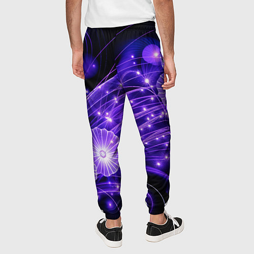 Мужские брюки Силуэты цветов на темном фоне - фиолетовое свечени / 3D-принт – фото 4