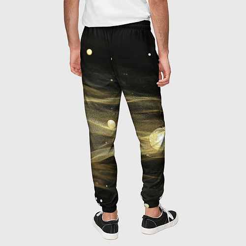 Мужские брюки Золотистый свет на черной текстуре / 3D-принт – фото 4