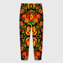 Брюки на резинке мужские Русская хохломская роспись, цвет: 3D-принт