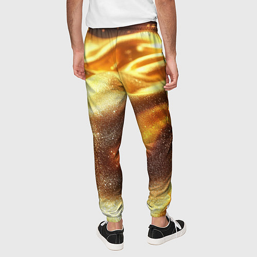 Мужские брюки Золотая текстура волнистая / 3D-принт – фото 4