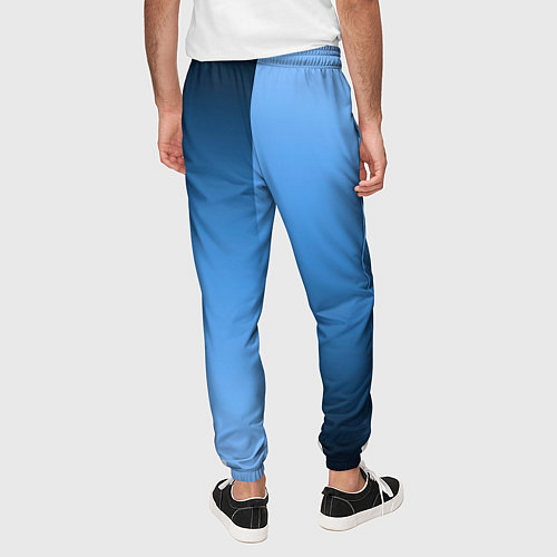 Мужские брюки Градиент сине-голубой пополам / 3D-принт – фото 4