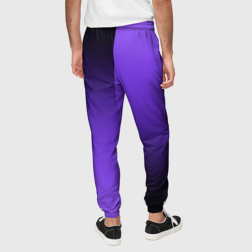 Мужские брюки Чёрно-сиреневый градиент пополам / 3D-принт – фото 4