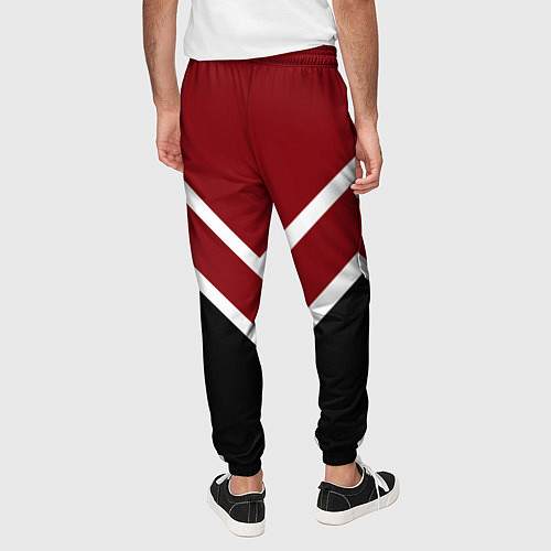 Мужские брюки Красный с чёрным и белые полосы / 3D-принт – фото 4