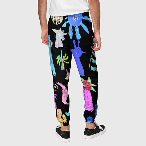 Мужские брюки Яркие монстры на черном фоне / 3D-принт – фото 4