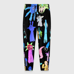 Брюки на резинке мужские Яркие монстры на черном фоне, цвет: 3D-принт