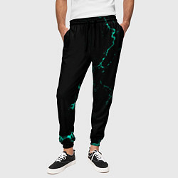 Брюки на резинке мужские Color black turquoise, цвет: 3D-принт — фото 2