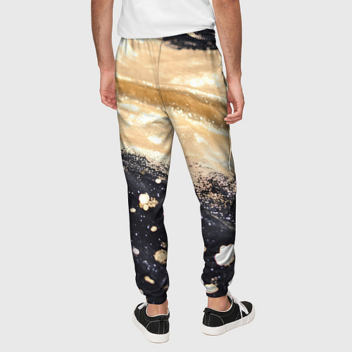 Мужские брюки Золотая текстура на черном фоне / 3D-принт – фото 4