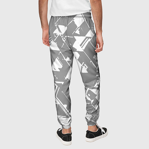 Мужские брюки Светлый серый геометричный паттерн / 3D-принт – фото 4