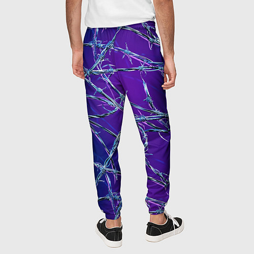 Мужские брюки Проволока на сине-фиолетовом фоне - абстрактная те / 3D-принт – фото 4